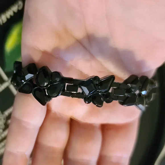 Matching Black Faceted Stone Bracelet, Earrings - Picture 4 of 4